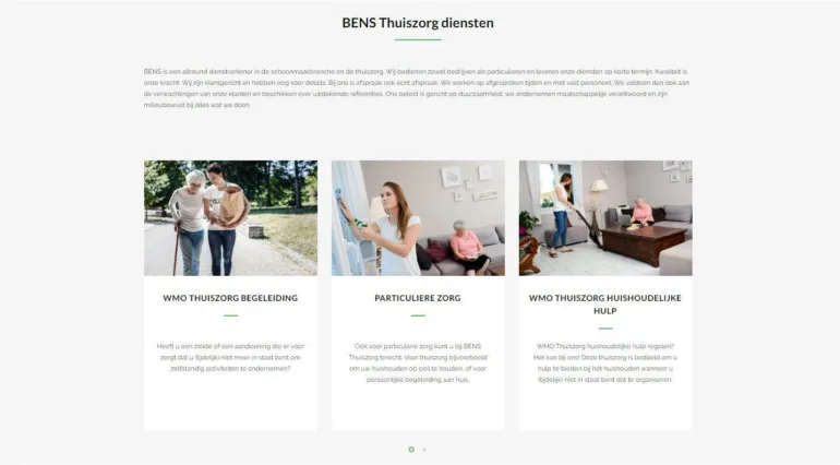 Bens thuiszorg schoonmaak diensten portfolio webburo spring horizontaal