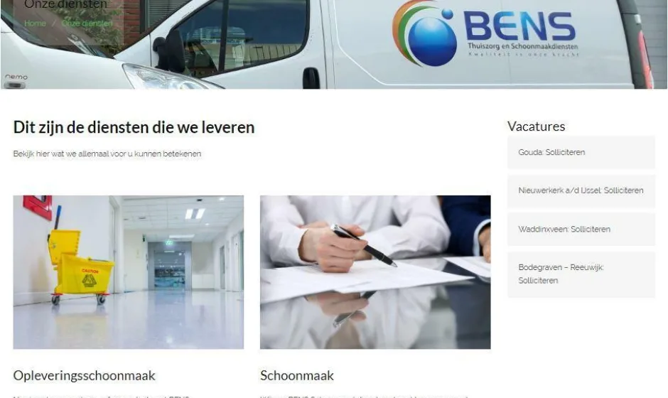 Bens schoonmaak diensten portfolio webburo spring verticaal 2